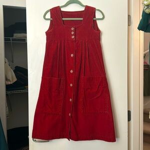 Empire cut boho trapeze fine wale midi-corduroy dress size 2-4 XS to Small EUC